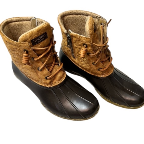 Sperry Cheetah Print Embossed Leather Waterproof Duck Shoes Boat Shoes Boots 7M - Picture 9 of 11